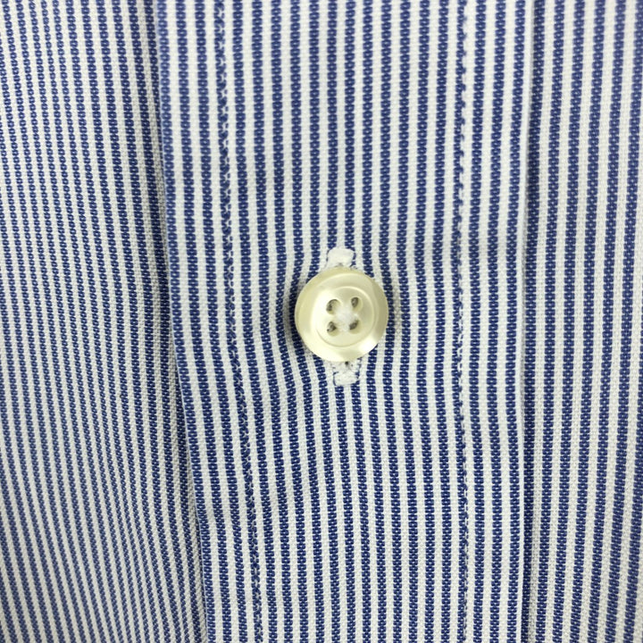 Brooks Brothers Slim Fit Long Sleeve Button-Down Striped Shirt, Men's Size XL (approx.) cotton navy blue type Vintage Second Hand