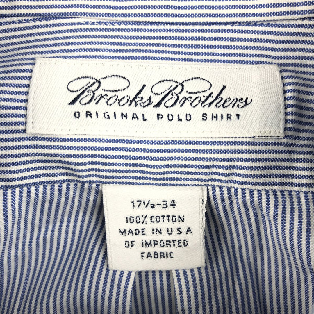 Brooks Brothers Long Sleeve Button-Down Striped Shirt Made in USA Men's XL cotton navy blue type Vintage Second Hand