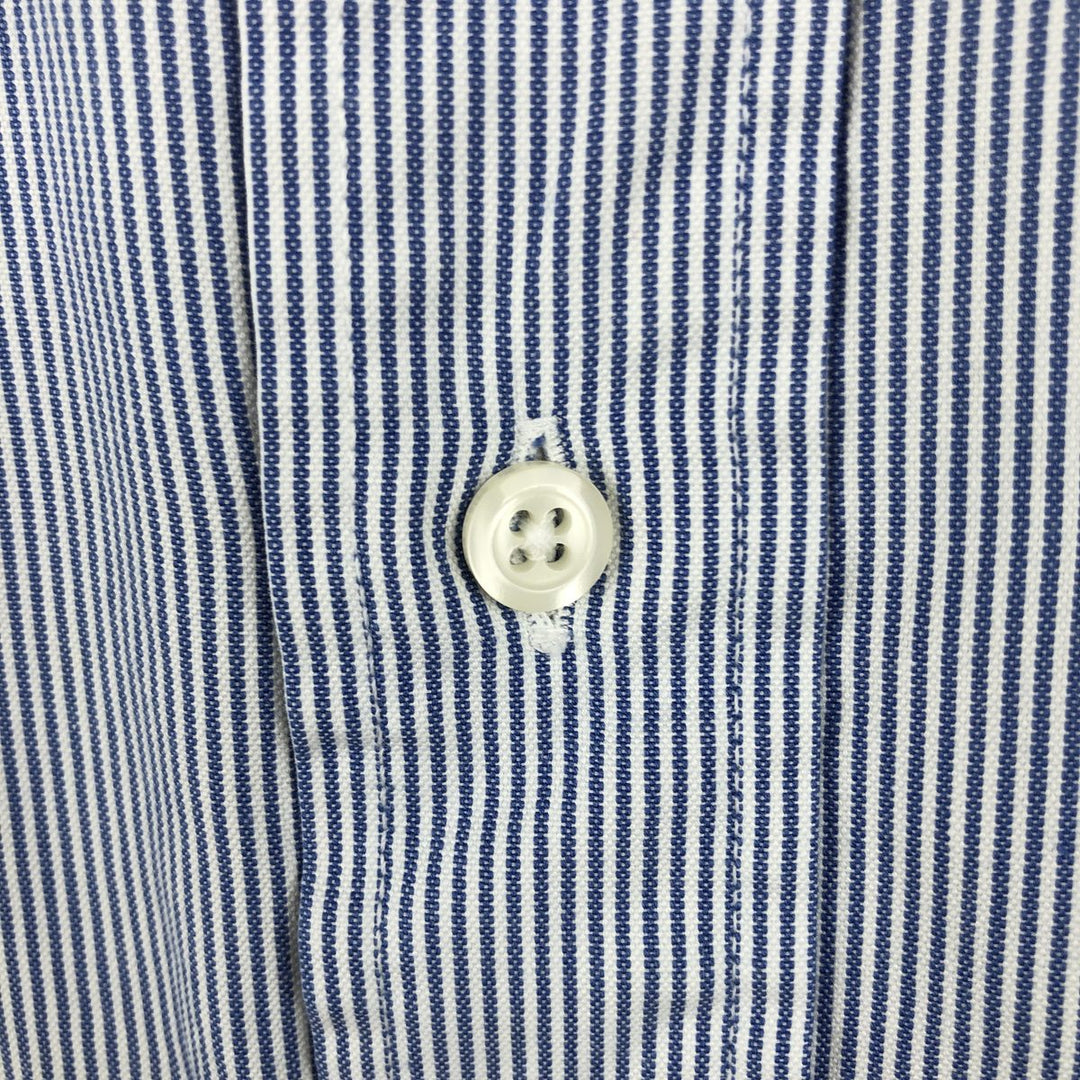 Brooks Brothers Long Sleeve Button-Down Striped Shirt Made in USA Men's XL cotton navy blue type Vintage Second Hand