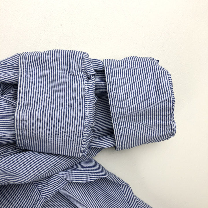 Brooks Brothers Long Sleeve Button-Down Striped Shirt Made in USA Men's XL cotton navy blue type Vintage Second Hand