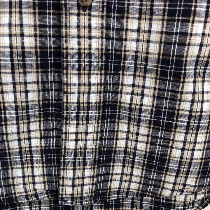 Eddie Bauer Long Sleeve Button-Down Check Shirt, Men's Size L cotton navy blue type Vintage Second Hand