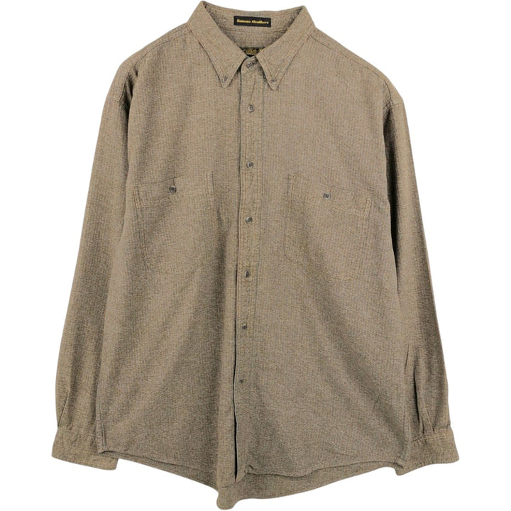 80s-90'S Eddie Bauer Black Tag Short-Sleeve Button-Down Striped Shirt, Men's XL (approx.) Vintage cotton brown type Vintage Second Hand
