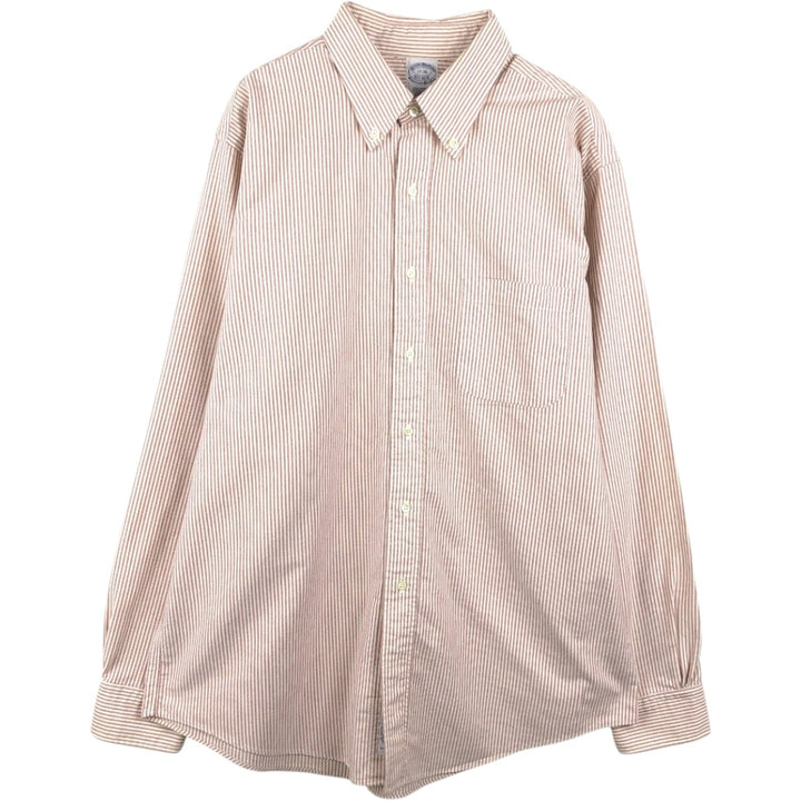 Brooks Brothers Est.1818 Makers and Merchants Long-Sleeve Button-Down Striped Shirt, Made in USA, Men's Size XL (approx.) Supima Cotton red type Vintage Second Hand