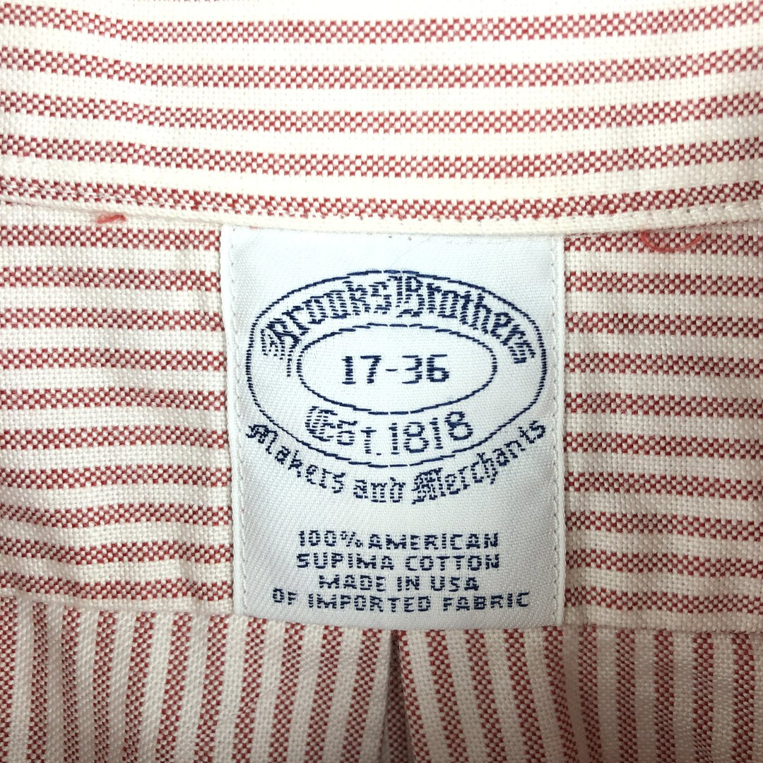 Brooks Brothers Est.1818 Makers and Merchants Long-Sleeve Button-Down Striped Shirt, Made in USA, Men's Size XL (approx.) Supima Cotton red type Vintage Second Hand