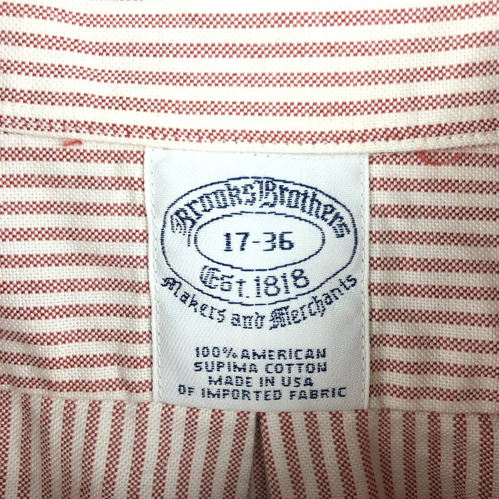 Brooks Brothers Est.1818 Makers and Merchants Long-Sleeve Button-Down Striped Shirt, Made in USA, Men's Size XL (approx.) Supima Cotton red type Vintage Second Hand