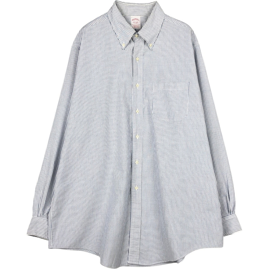 Brooks Brothers Est.1818 Long Sleeve Button-Down Striped Shirt Made in USA Men's XL Supima Cotton white type Vintage Second Hand
