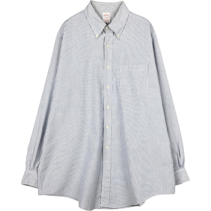 Brooks Brothers Est.1818 Long Sleeve Button-Down Striped Shirt Made in USA Men's XL Supima Cotton white type Vintage Second Hand