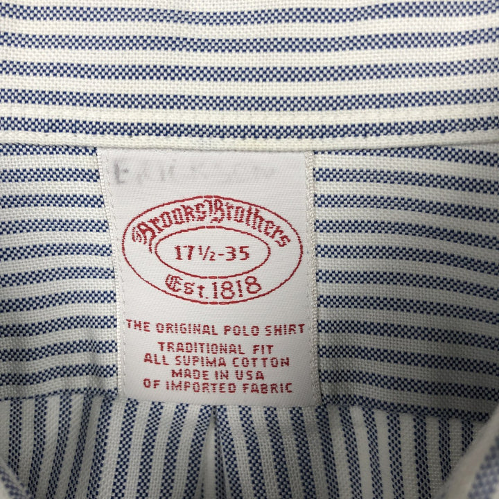 Brooks Brothers Est.1818 Long Sleeve Button-Down Striped Shirt Made in USA Men's XL Supima Cotton white type Vintage Second Hand