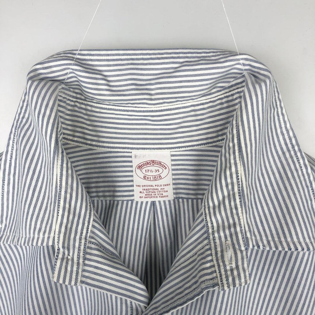 Brooks Brothers Est.1818 Long Sleeve Button-Down Striped Shirt Made in USA Men's XL Supima Cotton white type Vintage Second Hand