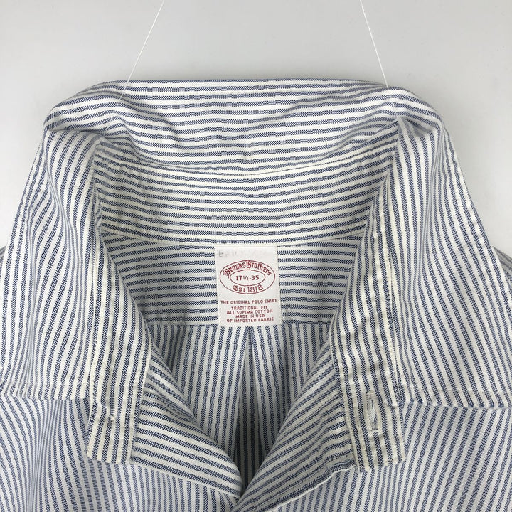 Brooks Brothers Est.1818 Long Sleeve Button-Down Striped Shirt Made in USA Men's XL Supima Cotton white type Vintage Second Hand