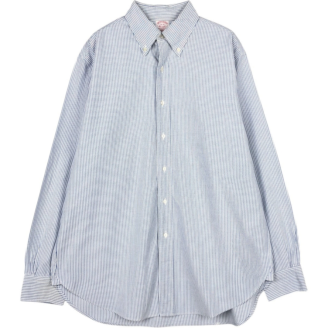 Brooks Brothers Est.1818 Madison Long-Sleeve Button-Down Striped Shirt, Made in USA, Men's Size L (approx.) Supima Cotton white type Vintage Second Hand
