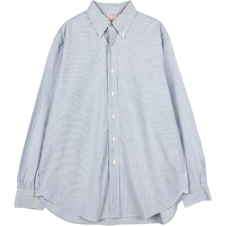 Brooks Brothers Est.1818 Madison Long-Sleeve Button-Down Striped Shirt, Made in USA, Men's Size L (approx.) Supima Cotton white type Vintage Second Hand