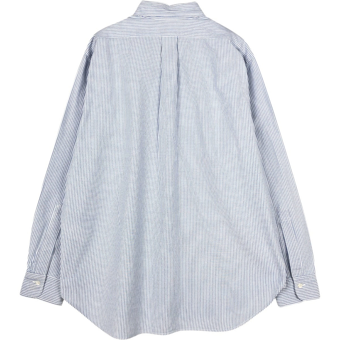 Brooks Brothers Est.1818 Madison Long-Sleeve Button-Down Striped Shirt, Made in USA, Men's Size L (approx.) Supima Cotton white type Vintage Second Hand