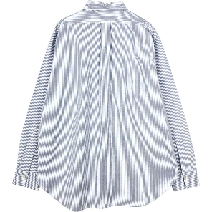 Brooks Brothers Est.1818 Madison Long-Sleeve Button-Down Striped Shirt, Made in USA, Men's Size L (approx.) Supima Cotton white type Vintage Second Hand