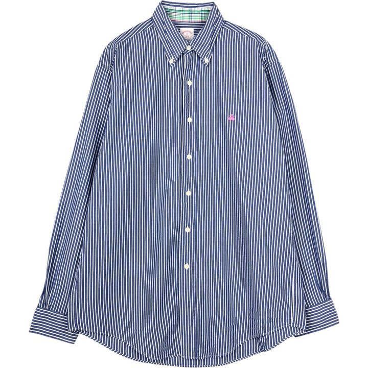 Brooks Brothers 346 Seersucker Long-Sleeve Button-Down Striped Shirt, Men's Size M (approx.) cotton white type Vintage Second Hand