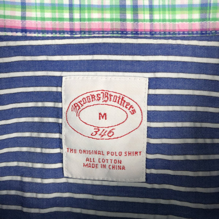 Brooks Brothers 346 Seersucker Long-Sleeve Button-Down Striped Shirt, Men's Size M (approx.) cotton white type Vintage Second Hand