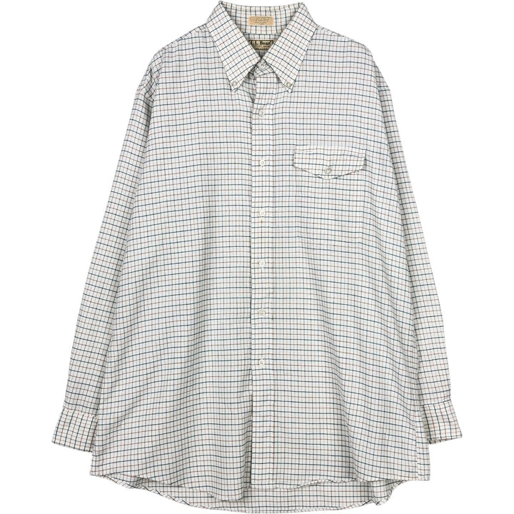 Vintage 70s-80'S LLBean long-sleeved button-down check shirt, Made in USA, Men's XL cotton white type Vintage Second Hand