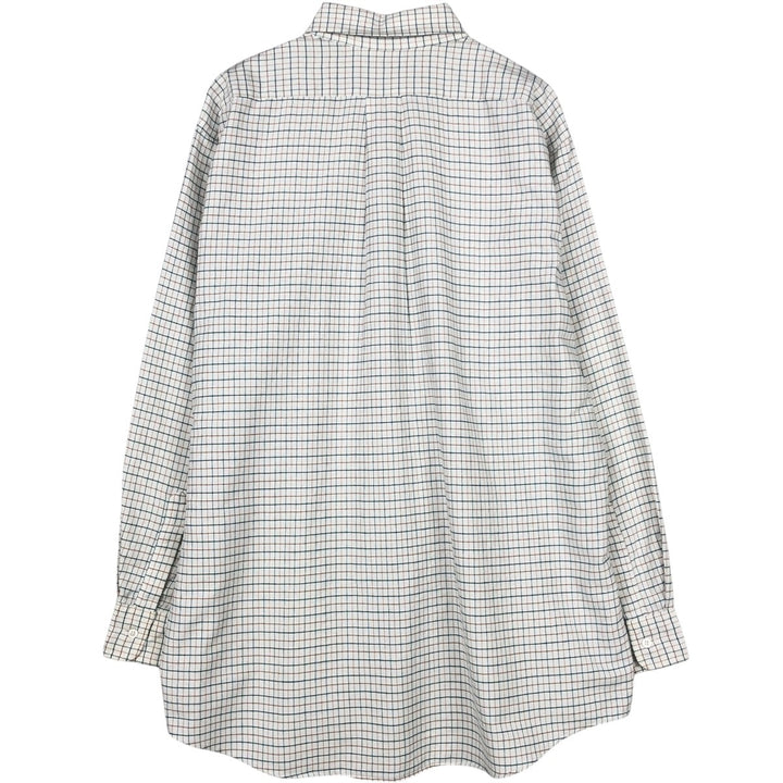 Vintage 70s-80'S LLBean long-sleeved button-down check shirt, Made in USA, Men's XL cotton white type Vintage Second Hand