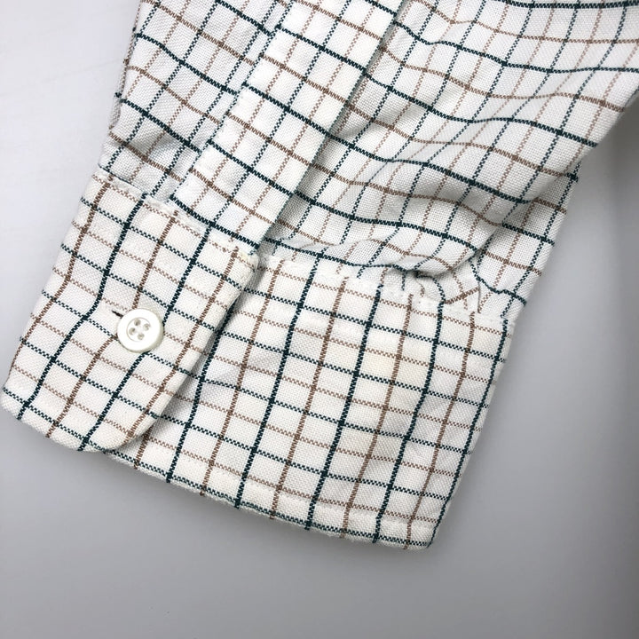 Vintage 70s-80'S LLBean long-sleeved button-down check shirt, Made in USA, Men's XL cotton white type Vintage Second Hand