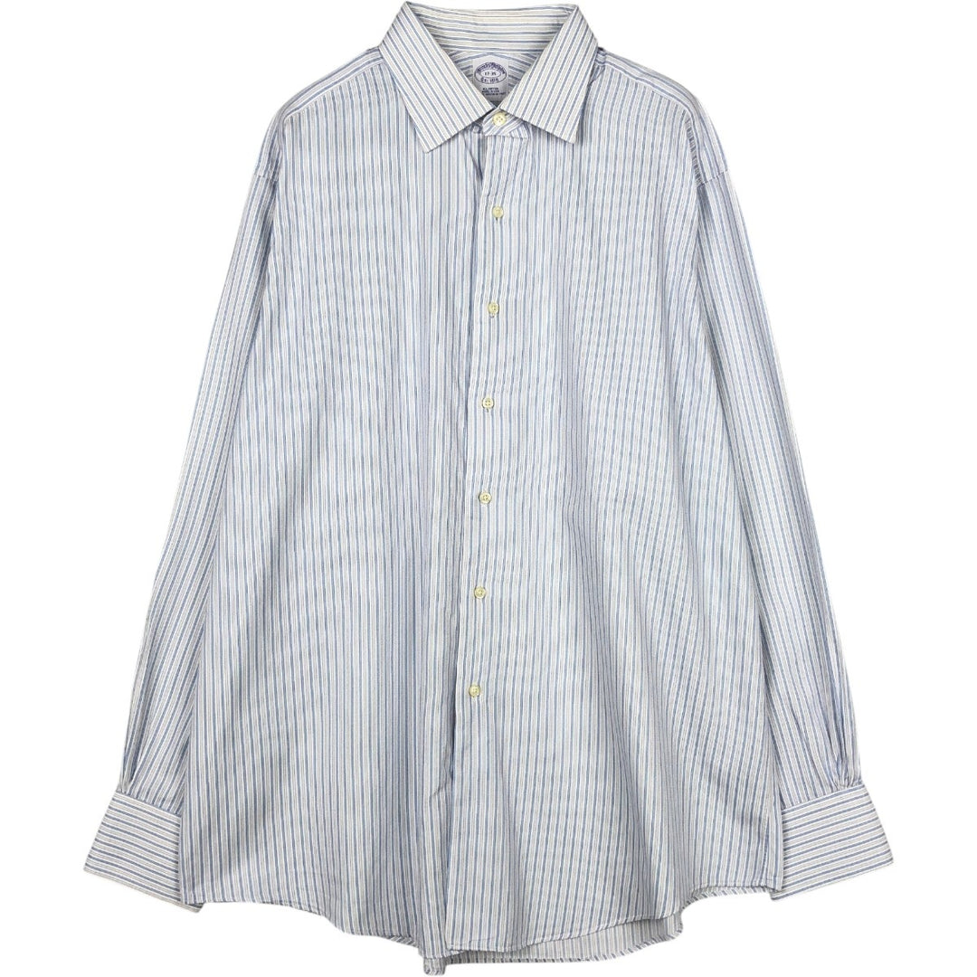 Brooks Brothers Est.1818 Wide Collar Long Sleeve Striped Shirt, Made in USA, Men's Size L (approx.) cotton white type Vintage Second Hand