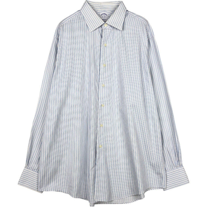 Brooks Brothers Est.1818 Wide Collar Long Sleeve Striped Shirt, Made in USA, Men's Size L (approx.) cotton white type Vintage Second Hand