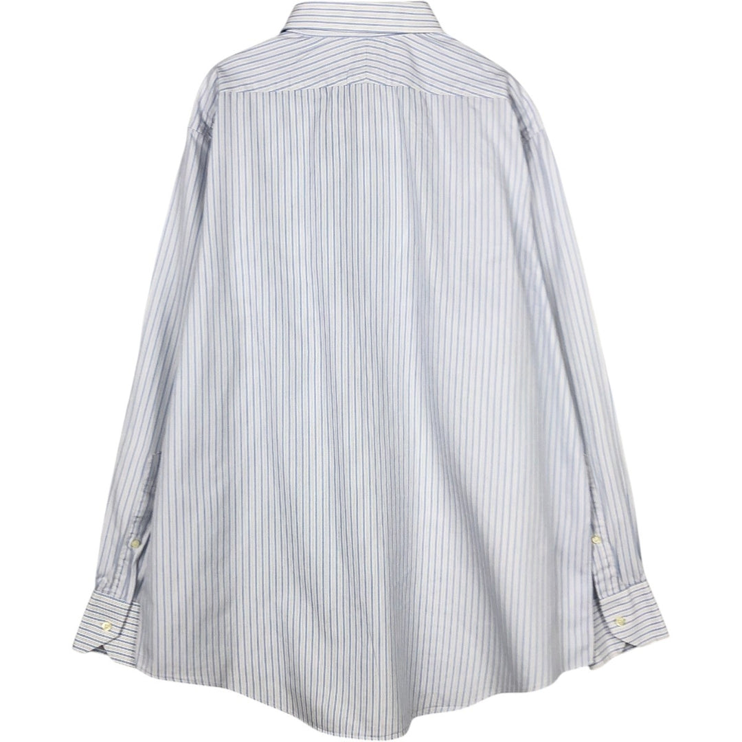 Brooks Brothers Est.1818 Wide Collar Long Sleeve Striped Shirt, Made in USA, Men's Size L (approx.) cotton white type Vintage Second Hand