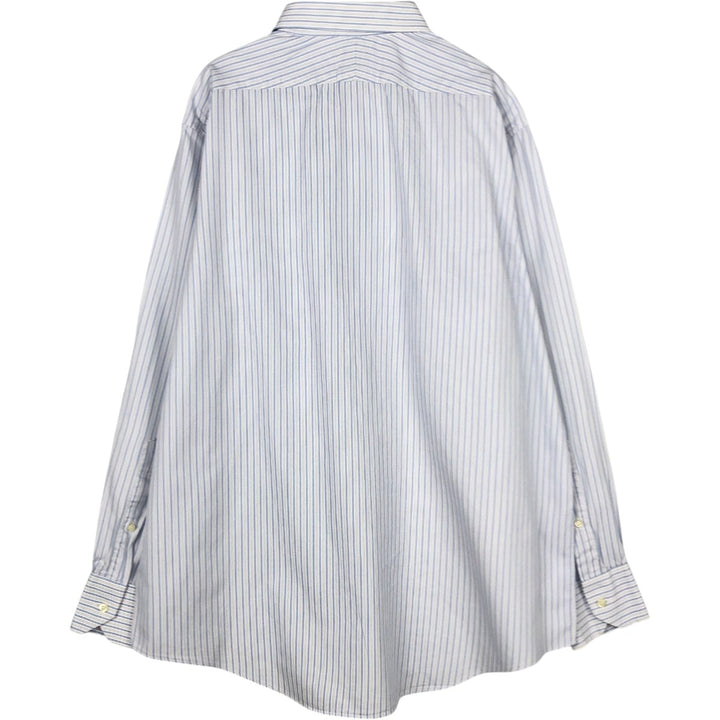 Brooks Brothers Est.1818 Wide Collar Long Sleeve Striped Shirt, Made in USA, Men's Size L (approx.) cotton white type Vintage Second Hand