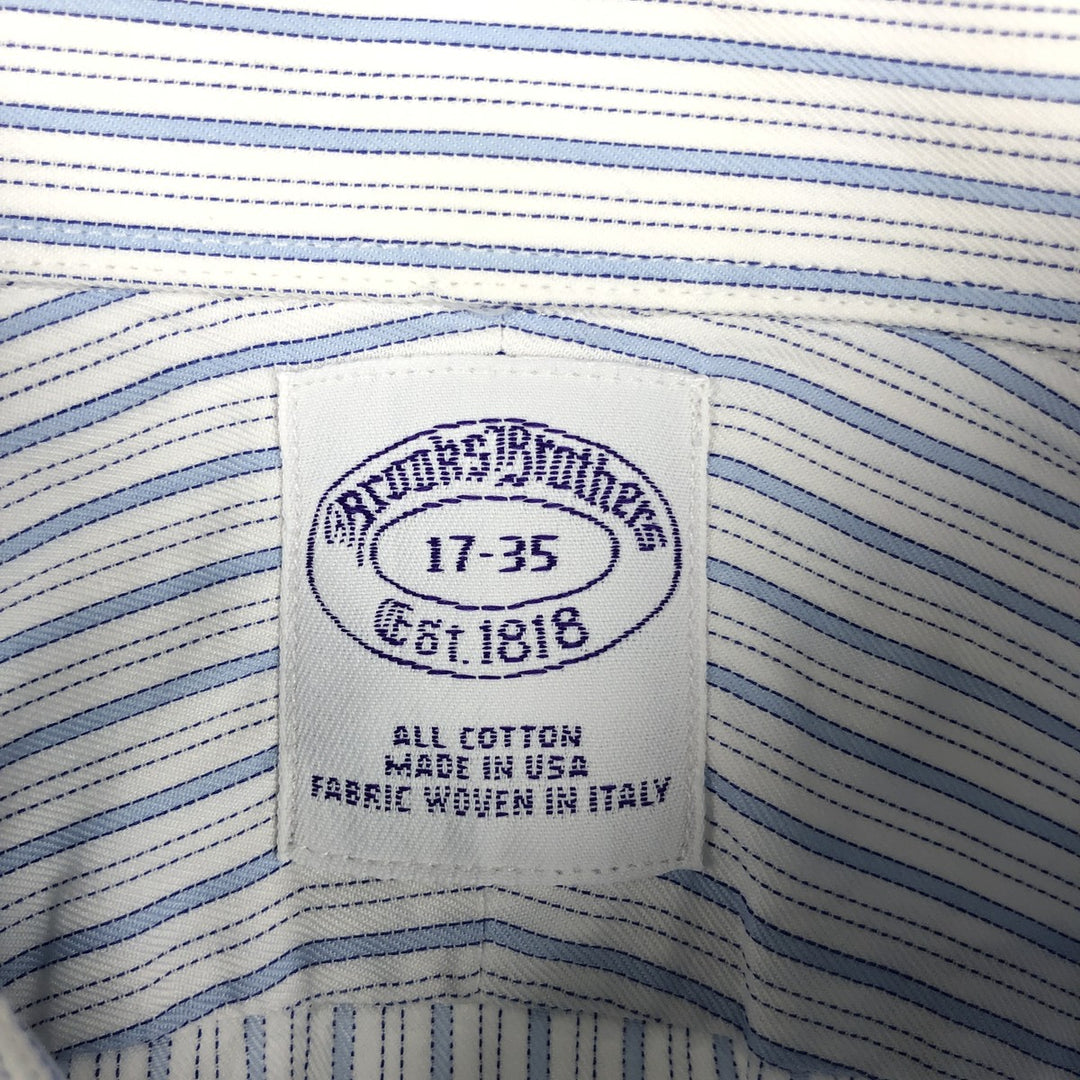 Brooks Brothers Est.1818 Wide Collar Long Sleeve Striped Shirt, Made in USA, Men's Size L (approx.) cotton white type Vintage Second Hand