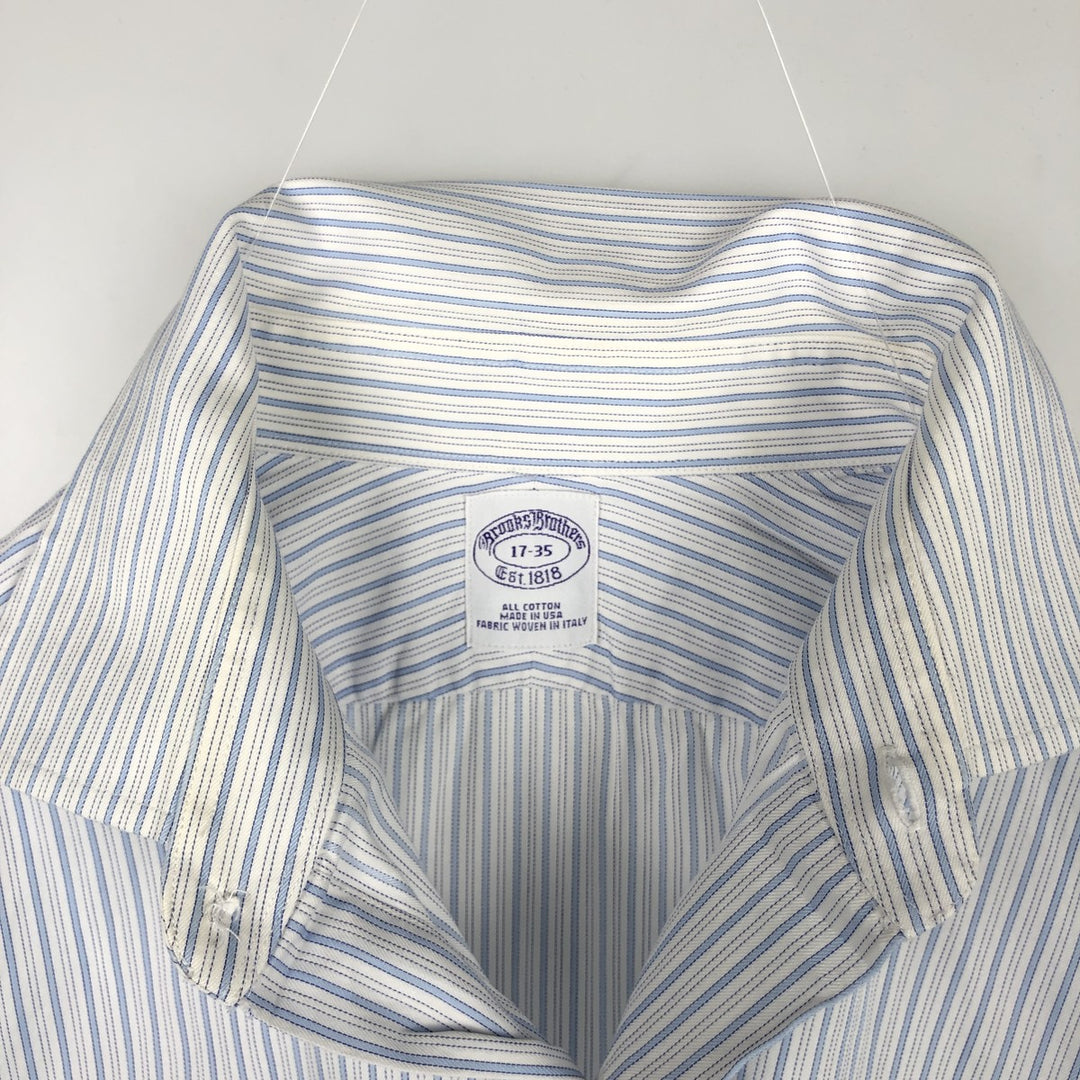 Brooks Brothers Est.1818 Wide Collar Long Sleeve Striped Shirt, Made in USA, Men's Size L (approx.) cotton white type Vintage Second Hand