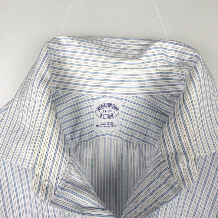 Brooks Brothers Est.1818 Wide Collar Long Sleeve Striped Shirt, Made in USA, Men's Size L (approx.) cotton white type Vintage Second Hand