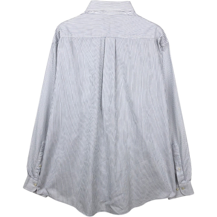 Brooks Brothers Stripe Pattern Long Sleeve Button-Down Stripe Shirt, Made in USA, Men's Size L (approx.) cotton white type Vintage Second Hand