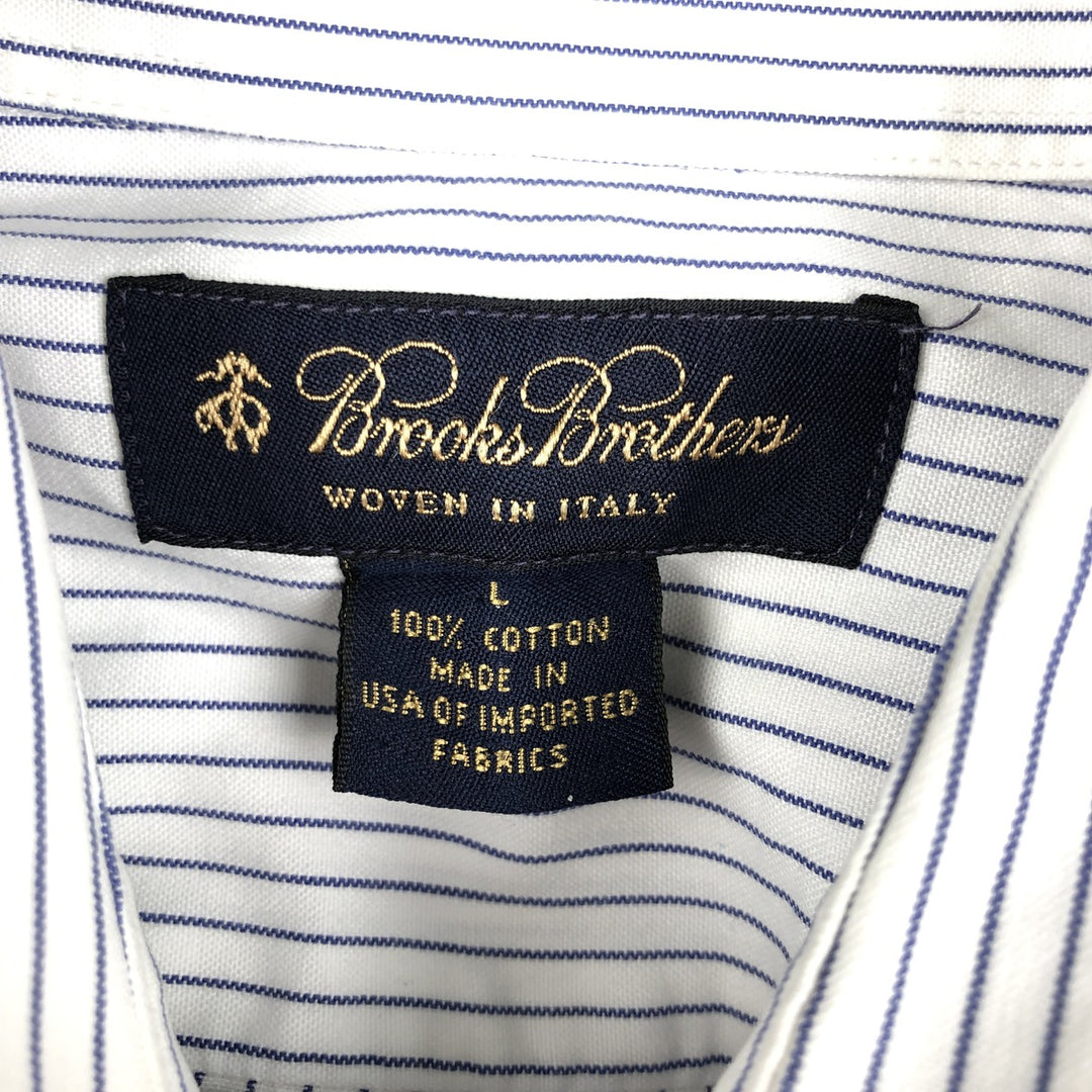 Brooks Brothers Stripe Pattern Long Sleeve Button-Down Stripe Shirt, Made in USA, Men's Size L (approx.) cotton white type Vintage Second Hand