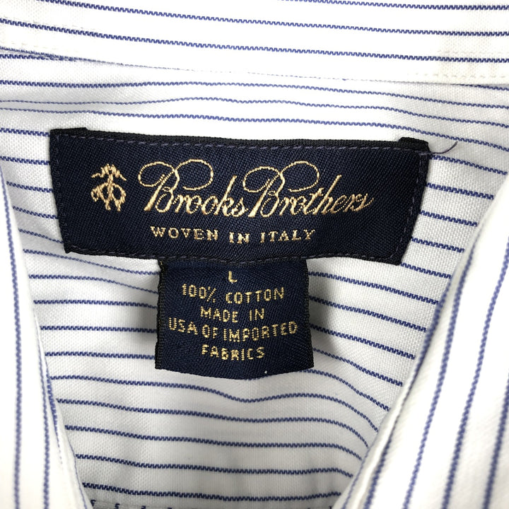 Brooks Brothers Stripe Pattern Long Sleeve Button-Down Stripe Shirt, Made in USA, Men's Size L (approx.) cotton white type Vintage Second Hand