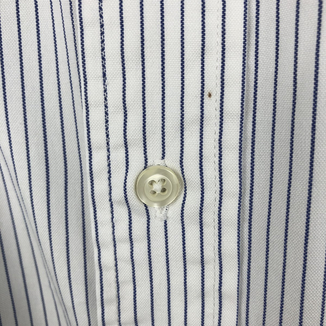 Brooks Brothers Stripe Pattern Long Sleeve Button-Down Stripe Shirt, Made in USA, Men's Size L (approx.) cotton white type Vintage Second Hand