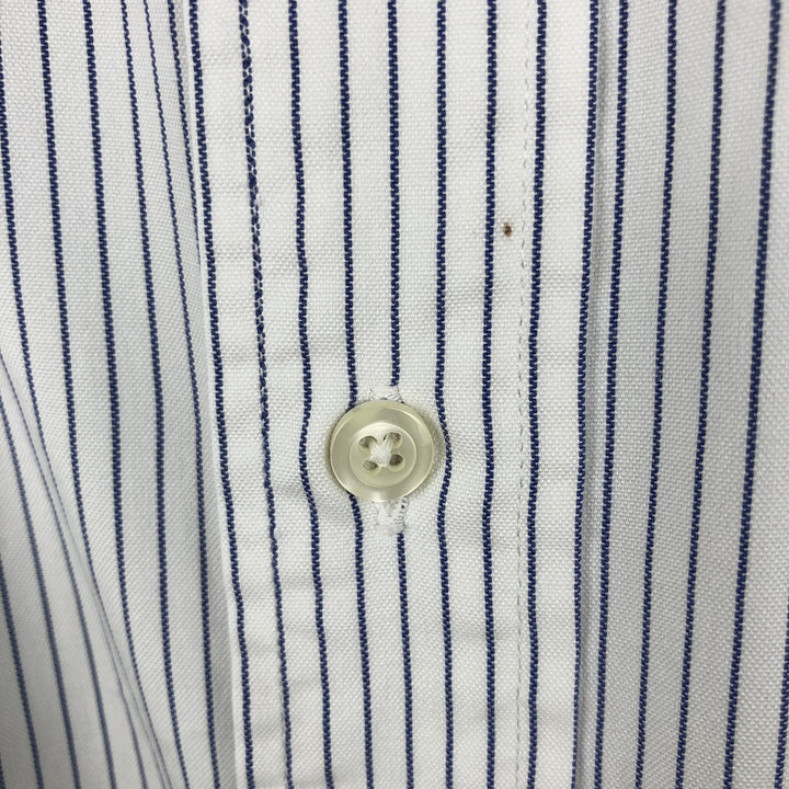 Brooks Brothers Stripe Pattern Long Sleeve Button-Down Stripe Shirt, Made in USA, Men's Size L (approx.) cotton white type Vintage Second Hand
