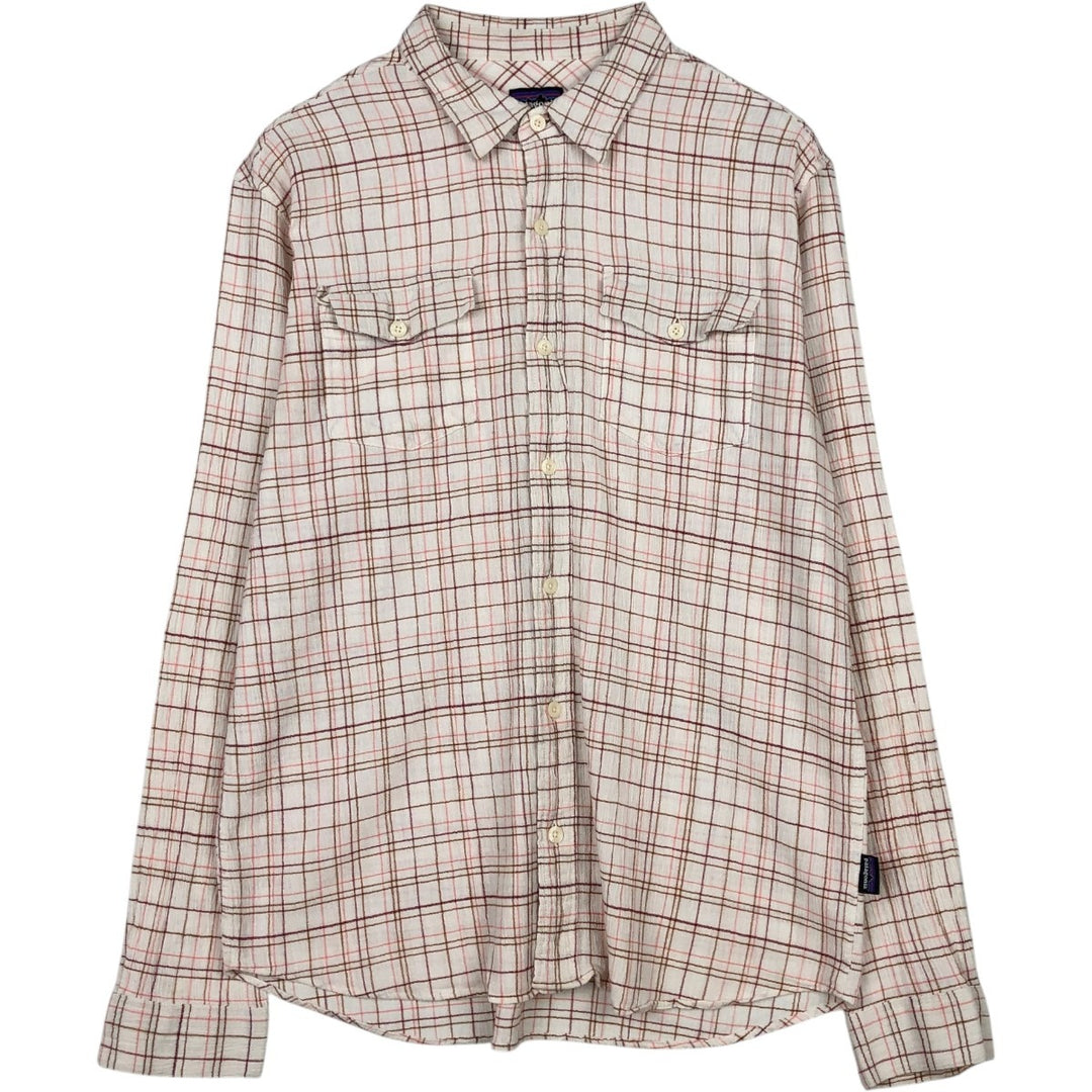 Patagonia Organic Cotton Long Sleeve Cotton Check Shirt, Men's Size Medium Organic cotton white type Vintage Second Hand