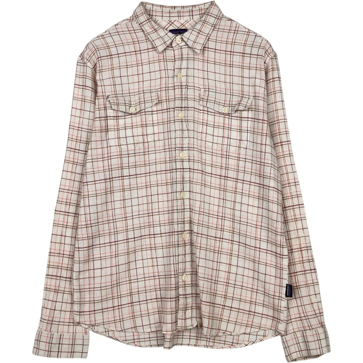 Patagonia Organic Cotton Long Sleeve Cotton Check Shirt, Men's Size Medium Organic cotton white type Vintage Second Hand