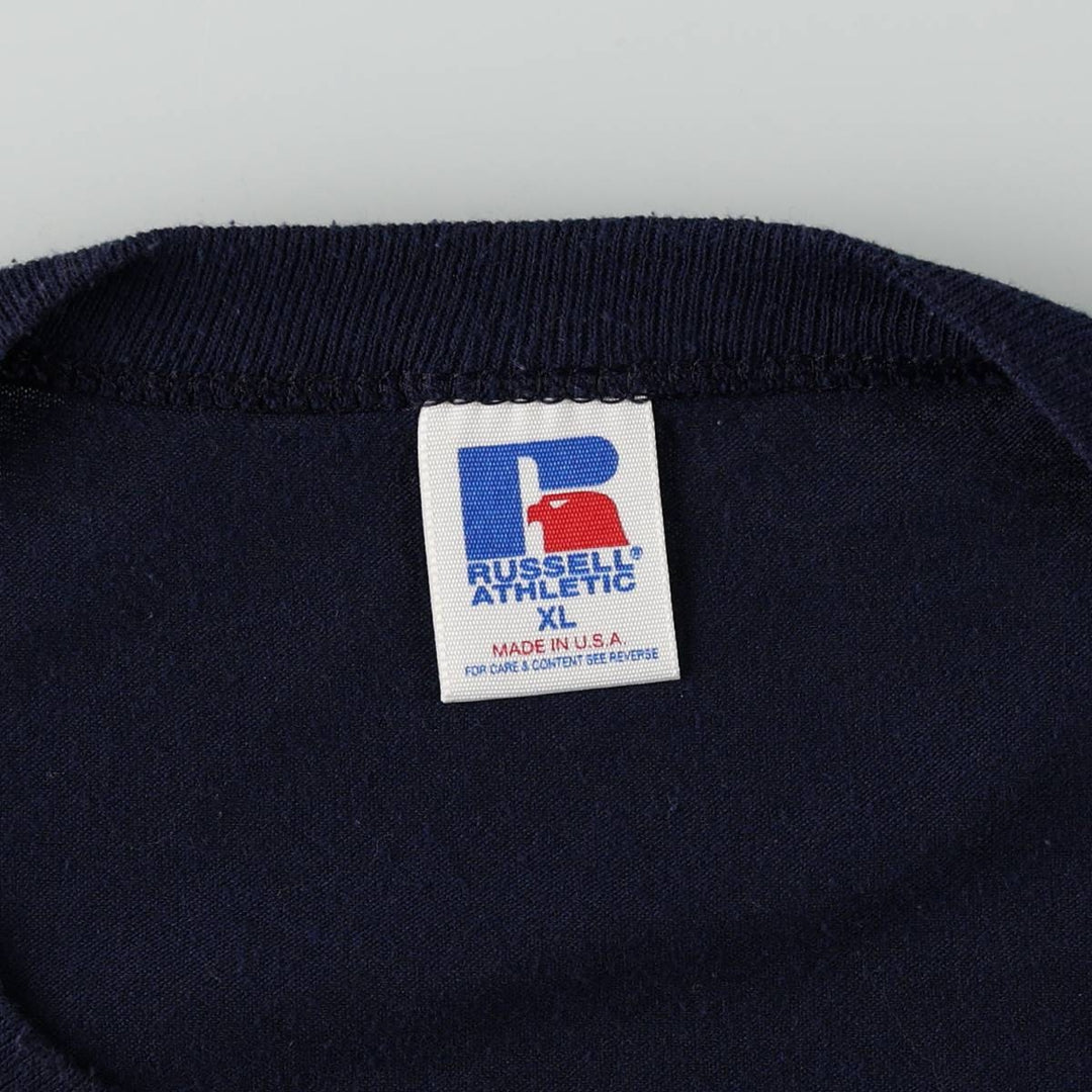 90'S Russell Progressive Computer Solutions Advertising T-Shirt, Made in USA, Men's XL equivalent, Short Sleeve polyester navy blue type Vintage Second Hand