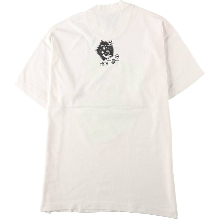 90'S Fruit of the Loom printed T-shirt, made in the USA, men's size L, vintage cotton white type Vintage Second Hand