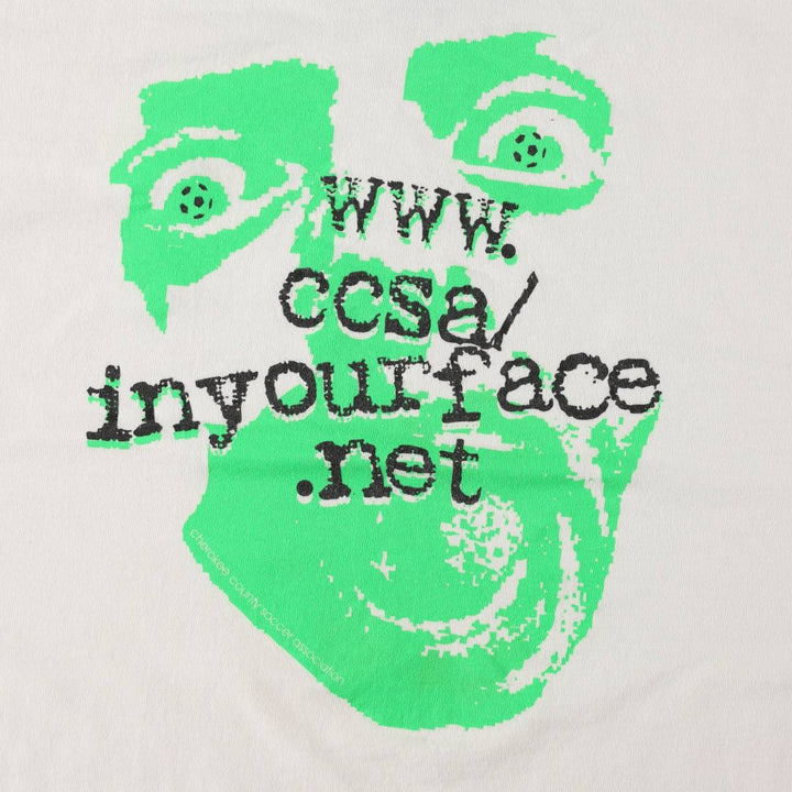 90'S Fruit of the Loom printed T-shirt, made in the USA, men's size L, vintage cotton white type Vintage Second Hand