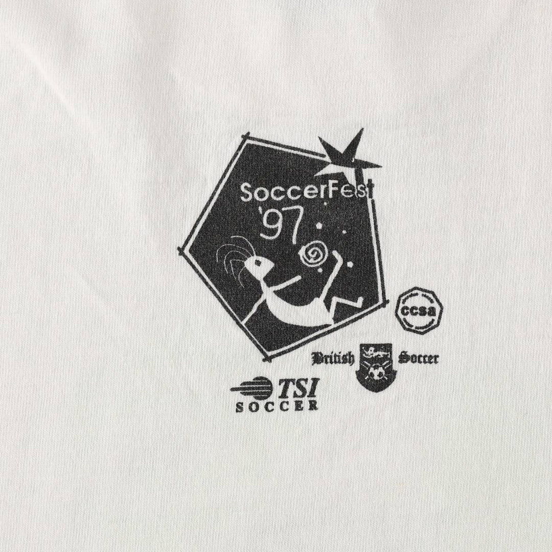 90'S Fruit of the Loom printed T-shirt, made in the USA, men's size L, vintage cotton white type Vintage Second Hand