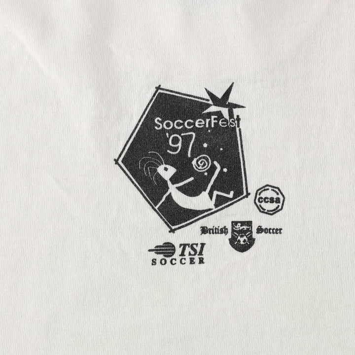 90'S Fruit of the Loom printed T-shirt, made in the USA, men's size L, vintage cotton white type Vintage Second Hand