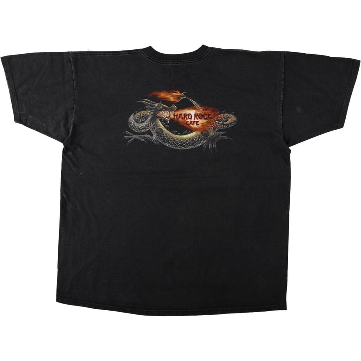 HARD ROCK CAFE Dragon Pattern Fire Pattern Advertising T-Shirt (Men's XL equivalent) cotton black type Vintage Second Hand