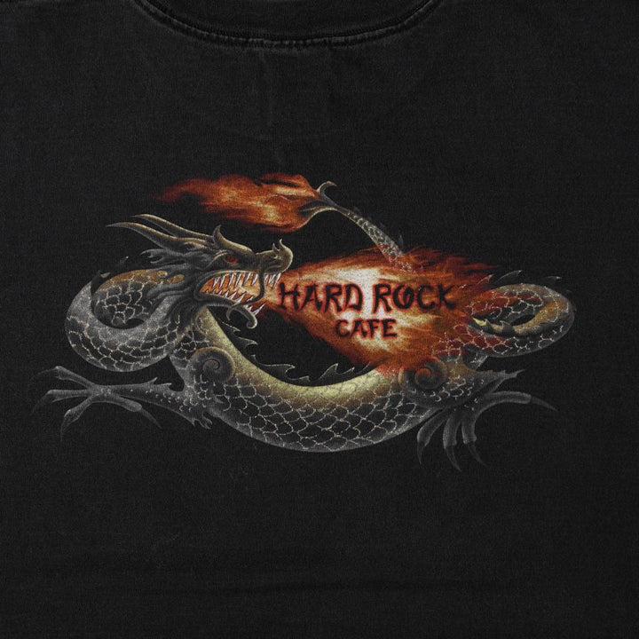 HARD ROCK CAFE Dragon Pattern Fire Pattern Advertising T-Shirt (Men's XL equivalent) cotton black type Vintage Second Hand