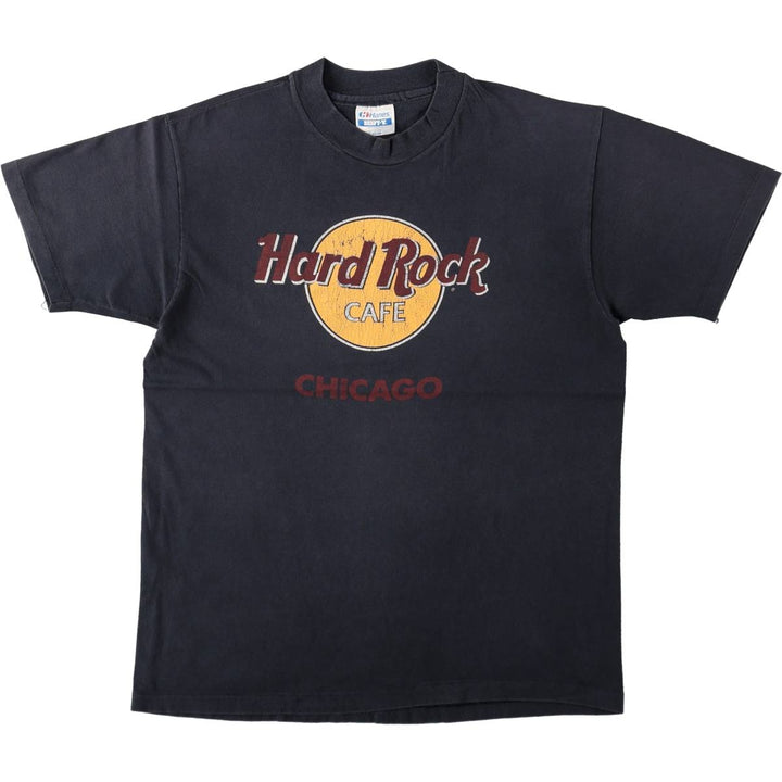 80'S Hanes BEEFY-T Blue Tag HARD ROCK CAFE Advertising T-Shirt, Made in USA, Men's Size L (approx.) cotton black type Vintage Second Hand