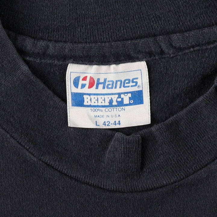 80'S Hanes BEEFY-T Blue Tag HARD ROCK CAFE Advertising T-Shirt, Made in USA, Men's Size L (approx.) cotton black type Vintage Second Hand