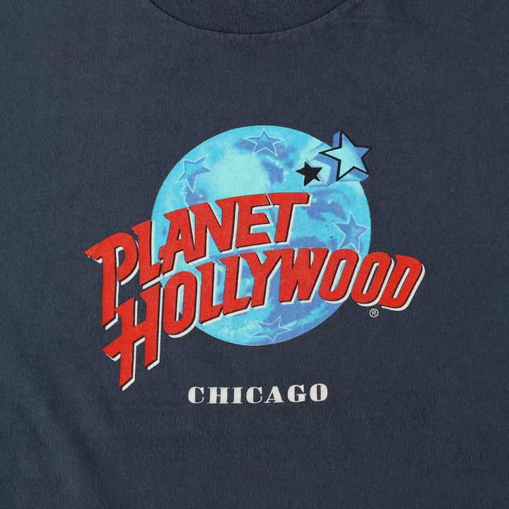 90'S Planet Hollywood Advertising T-Shirt, Made in USA, Men's Size L (approx.), Vintage cotton navy blue type Vintage Second Hand