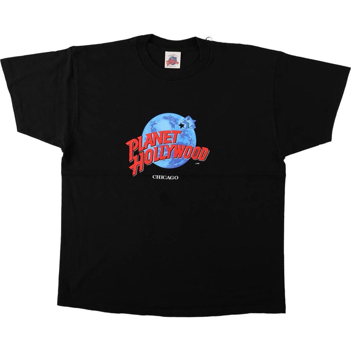 90'S Planet Hollywood Advertising T-Shirt, Made in USA, Men's XL equivalent, Vintage cotton black type Vintage Second Hand