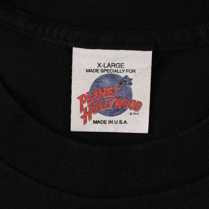 90'S Planet Hollywood Advertising T-Shirt, Made in USA, Men's XL equivalent, Vintage cotton black type Vintage Second Hand