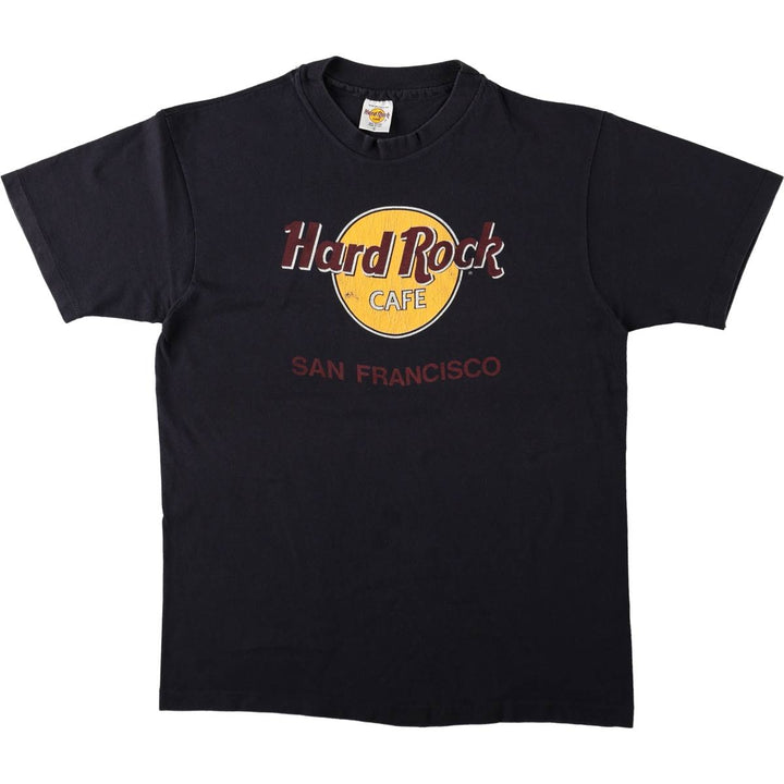90'S HARD ROCK CAFE Hard Rock Cafe Advertising T-shirt Made in USA Men's L Vintage cotton navy blue type Vintage Second Hand